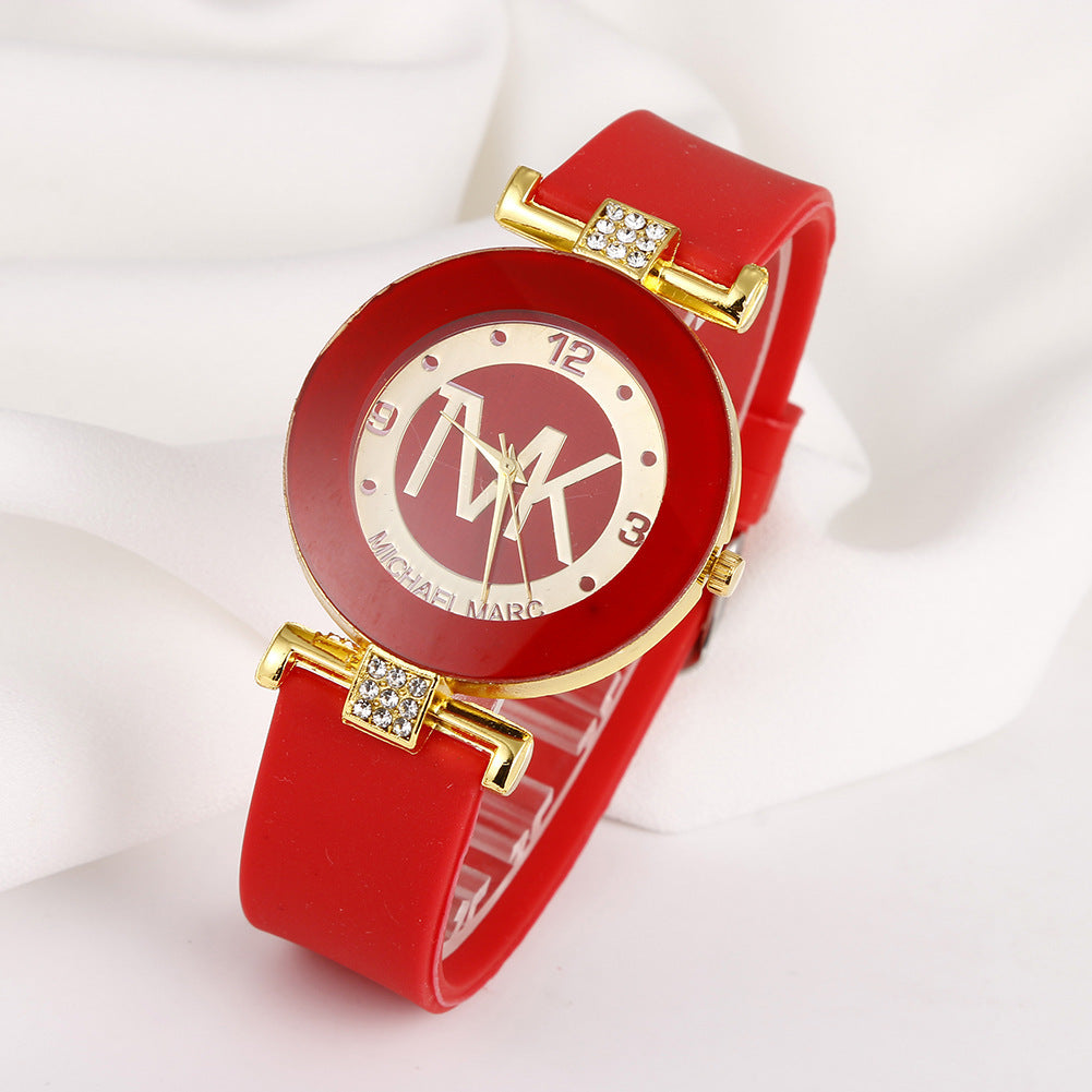 Elegante Damenquarzuhr mit flexiblem Silikonarmband