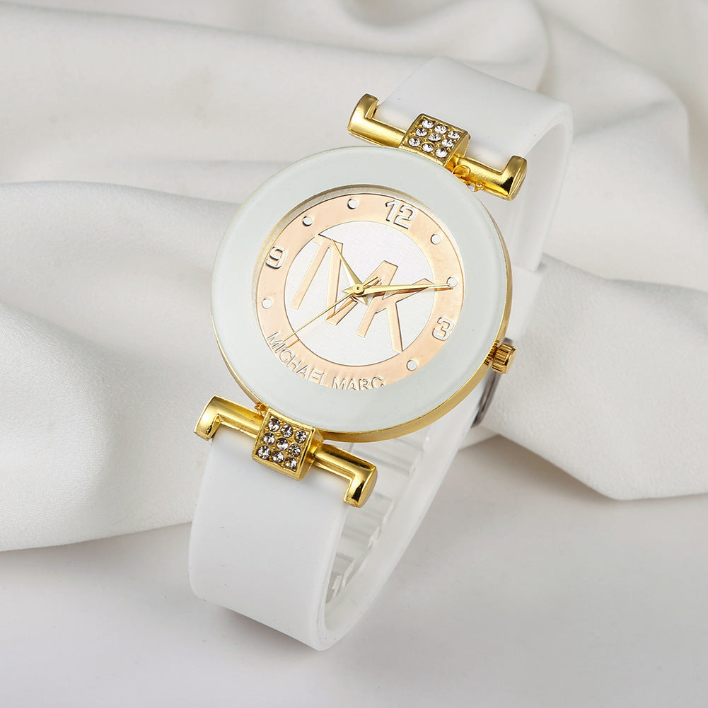 Elegante Damenquarzuhr mit flexiblem Silikonarmband