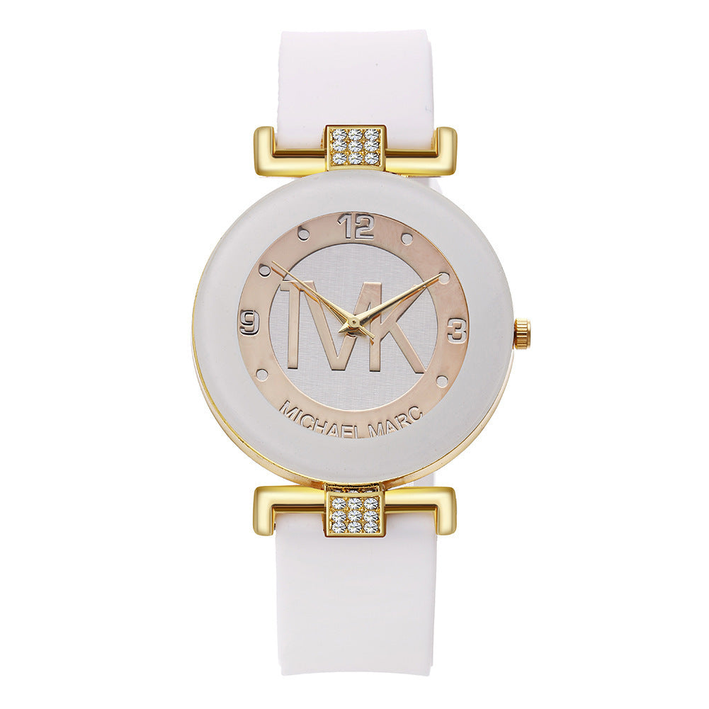 Elegante Damenquarzuhr mit flexiblem Silikonarmband